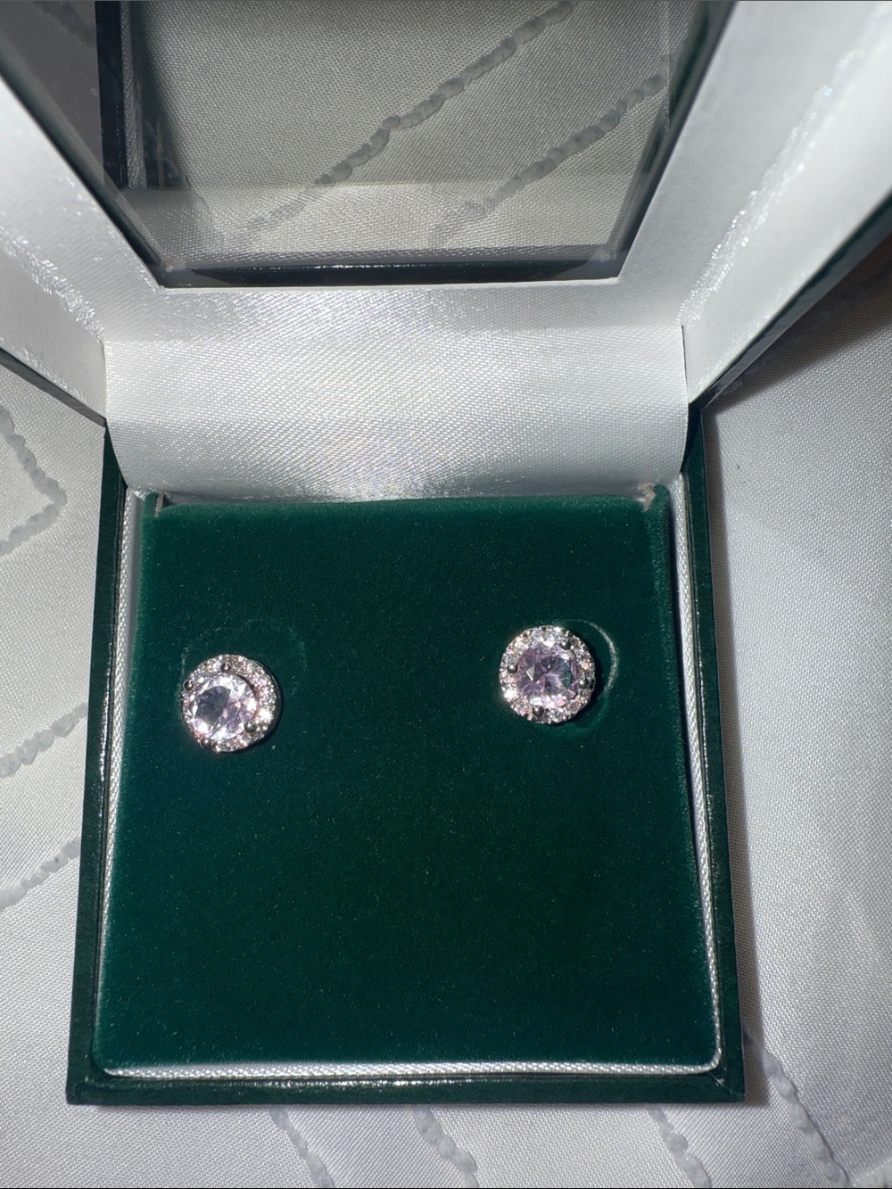 Aleeza Paris Round Halo Stud Earrings in Light Purple - Women Jewelry